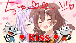 Korone Fangirls Over Okayu, Begs and Convinces Okayu to Kiss Her [OkaKoro/Hololive]