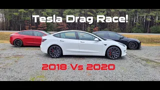 TESLA MODEL 3 DRAG RACE - 2021 VS 2018 PERFORMANCE - Is the 2021 faster in a drag race?