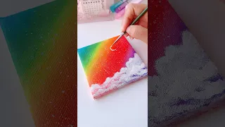 Acrylic Mini Canvas Painting of Rainbow 🌈 #shorts #art #painting #youtubeshorts