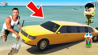 GTA 5: SHINCHAN AND FRANKLIN Found SECRET BURIED GOLD LIMOUSINE SUPERCAR in GTA 5! (GTA 5 mods)