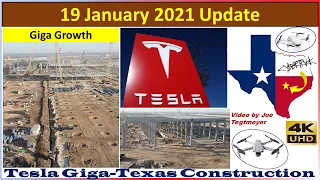 Tesla Gigafactory Texas 19 January 2021 Cyber Truck & Model Y Factory Construction Update (07:45AM)