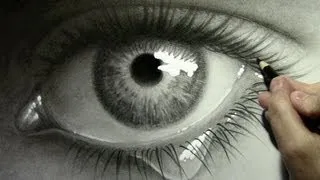 Realistic Eye with Teardrop: Drawing Time Lapse