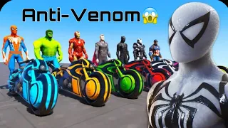 GTA Anti Venom White SPIDER MAN RACING MOTORCYCLE WITH SUPER HEROES EXTREME RAMP RACE CHALLENGE