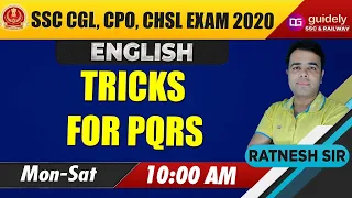 10 AM - ENGLISH TRICKS FOR PQRS | SSC CGL | CPO | CHSL 2020 | Ratnesh Sir English