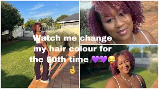 Dyeing my hair plum with 𝐈𝐍𝐄𝐂𝐓𝐎 colour conditioner 💜💜 // #southafricanyoutuber #type4hair