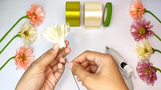 DIY | How To Make Flowers From Satin Ribbons | Tutorial Membuat Bunga Dari Pita Satin