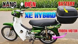 Độ Xe Máy Dream lên xe Hybrid Chạy Xăng Và Điện dùng động cơ Yuma 2000W - Tự Sạc Pin khi chạy xăng