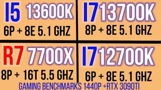 I5 13600K VS  I7 13700K vs R7 7700X  VS I7 12700K vs I5 12600K 1440p gaming benchmarks + RTX 3090Ti