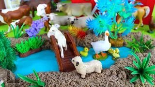 Diorama For Farm Animals | Barn Playset Animals Cow Cattle Horse Chicken Duck Sheep Bunny Rabbit