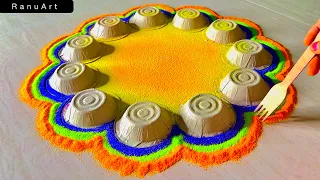 2 Easy Simple Rangoli |Diwali Rangoli Designs | Navratri Rangoli designs |Festival muggulu |Ranu Art