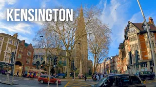 London walk | KENSINGTON to St Mary Abbots Church & Gardens | London tour  (Mar 2022) London 4K
