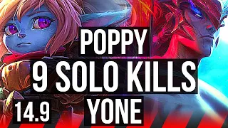 POPPY vs YONE (TOP) | 9 solo kills, 500+ games, Dominating | BR Master | 14.9