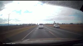 Think twice before messing with 18 wheeler ,Toyota Noah tossed like piece of paper