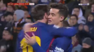 Philippe Coutinho First Goal for Barcelona HD (english commentary) Valencia - Barca