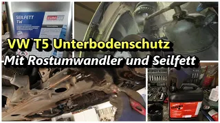Unterbodenschutz VW T5 mit Rostumwandler und Seilfett