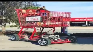 Driving Giant Shopping Cart.