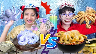 คนรวย VS คนรวยมาก ปลาหมึกยักษ์ สีทอง #Mukbang Rich people vs very rich golden octopus:ขันติ