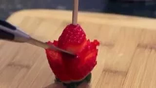 How to Make a Perfect Strawberry Rose Garnish