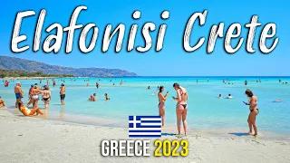 Elafonisi Beach Crete, 4k walk, they won't let you to the beach with your car. Kreta, Greece 2023