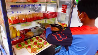 Triple Layer Sandwich! Fast Preparing & Serving Sandwich, Hamburger - Cambodian Street Food