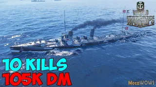 World of WarShips | V-25 | 10 KILLS | 105K Damage - Replay Gameplay 4K 60 fps