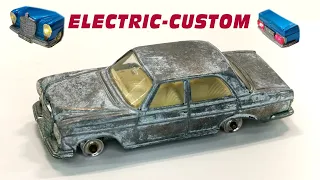 Dinky restoration of Mercedes 250 SE No. 160. Electric custom. Diecast model toy.