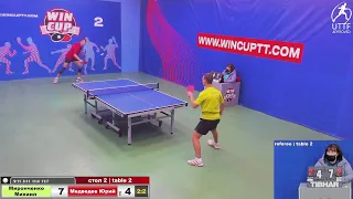 Миронченко Михаил 3-2 Медведев Юрий  Турнир Восток 4 WIN CUP 02.11.2021. Прямой эфир Зал 2.