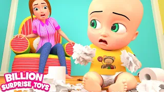 Mummy is teaching the baby, not to Litter! Bits of Paper Song! BillionSurpriseToys