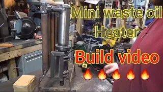 mini waste oil heater build, small compact waste oil burner, cheap shed heating