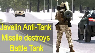 Javelin Anti-Tank Missile destroys Battle Tank - Russia vs Ukraine - Military Simulation - ArmA 3