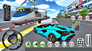 Blue Lambo Coupe vs Bullet Train in 3D Driving Class - Best Android IOS Gameplay