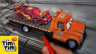 How to draw CARS 3 STU Scattershields Towing Injured Lightning McQueen | coloring pages for kids