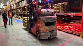 Forklift Helps Us With 28 Bags of Concrete at Home De-POT