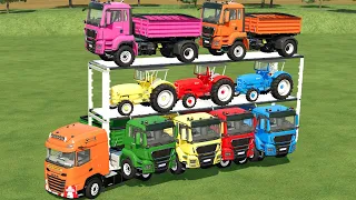 TRANSPORT OF COLORS ! TRANSPORTING MAN TGS TRUCKS AND TRACTORS TO THE GARAGE ! Farming Simulator 22