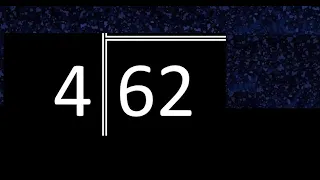 Dividir 62 entre 4 division inexacta con resultado decimal de 2 numeros con procedimiento