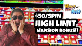 FIRST EVER MANSION BONUS!! HUFF N MORE PUFF $50/SPIN HIGH LIMIT SLOTS!! MASSIVE HANDPAY INCOMING!!!