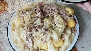 Казахский Бешбармак. Приготовьте с любым мясом, обьеденье.