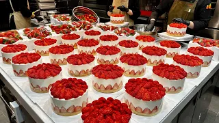 여기가 바로 딸기천국! 논산에서 당일 수확한 딸기로 만드는 신선한 딸기케이크 Strawberry heaven! Fresh strawberry cake making