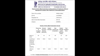 IBPS PO mains scorecard after interview