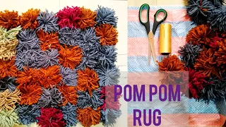 DIY Pom Pom Rug/ Mat - Easy | DIY home decor ideas.