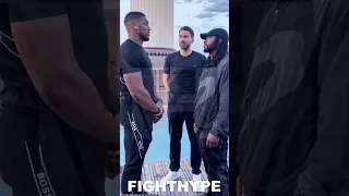 ANTHONY JOSHUA TOWERS OVER JERMAINE FRANKLIN & STARES HIM DOWN DURING INTENSE FACE OFF