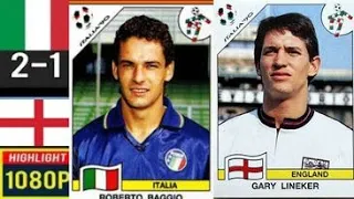 Italy 2-1 England World Cup 1990 - Roberto Baggio - Baresi - Lineker  - Schillaci - Platt - Robson