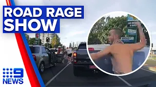 Dash cam captures amusing road rage attack | 9 News Australia