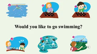 Song "Would you like to go swimming?". Quick Minds 4. Unit 7 "Sports Day" Lesson 3. (Ex. 1, p. 64).