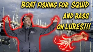 BOAT Fishing for SQUID and Bass on LURES!!!