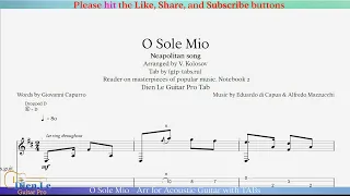 O Sole Mio - Arr for Acoustic Guitar with TABs