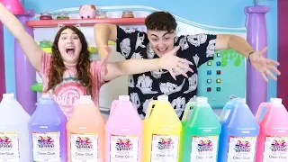 GIANT 3 COLORS OF GLUE SLIME CHALLENGE GALLON SIZE ~ Slimeatory #409