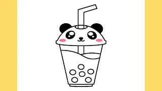 HOW TO DRAW A CUTE MILK TEA PANDA