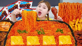 ASMR Spicy Food Mukbang 마라왕비빔면 8봉지 먹방! 마라치킨 Mara Chicken Eating Show | HIU 하이유