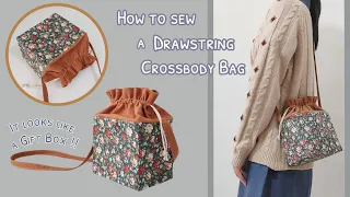 How to sew a drawstring crossbody bag with square corners |diy drawstring sling bag |cute sling bag